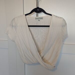 Almost Famous Cream Ribbed Wrap Blouse And Pants Set Size S/L